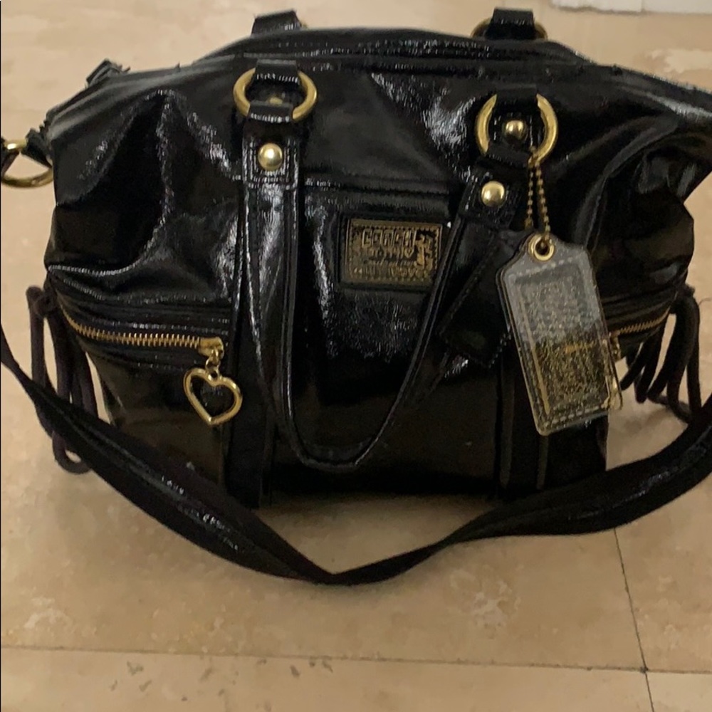 Coach purse, black and gold
